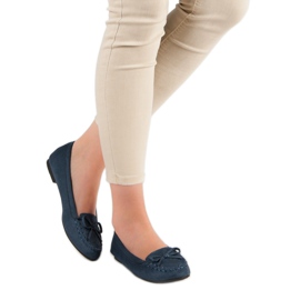 Small Swan Marineblaue Loafer mit Schleife 2