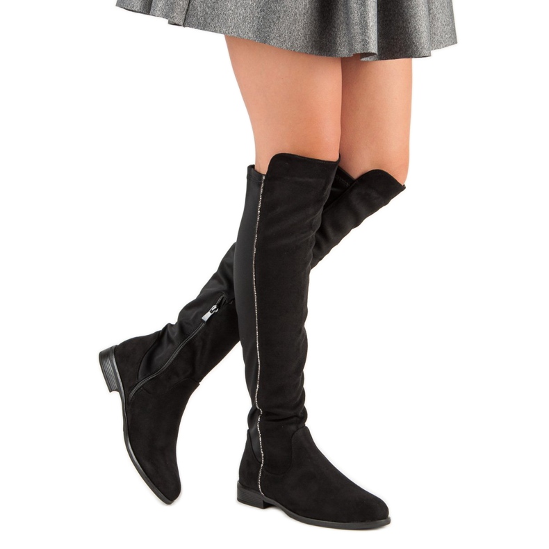 Bestelle Stiefel mit flachem Absatz schwarz 2