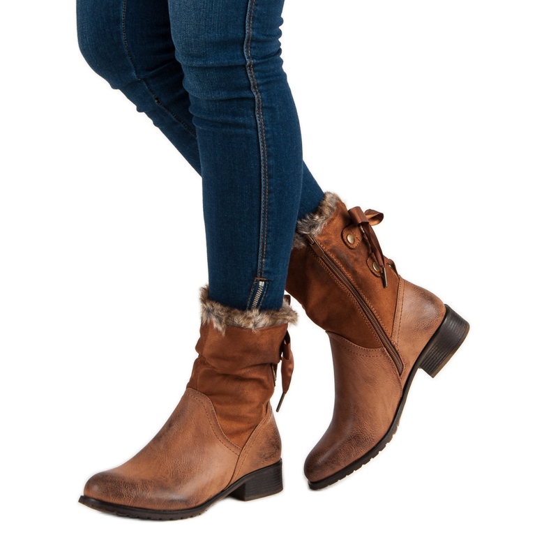 SDS Camel Booties mit Schleife braun 1