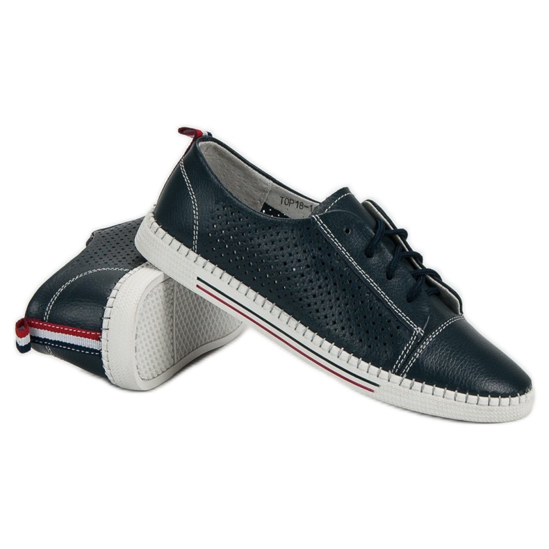 Durchbrochene Sneaker aus VINCEZA-Leder blau 1