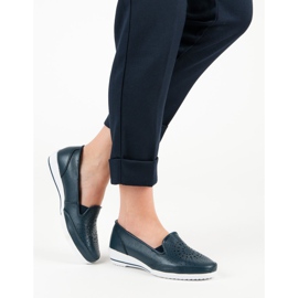 Durchbrochene Schuhe aus VINCEZA-Leder blau 1