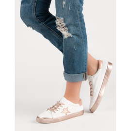 Stilvolle niedrige Sneakers weiß gelb 2