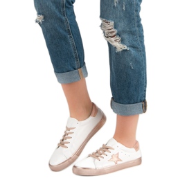 Stilvolle niedrige Sneakers weiß gelb 1