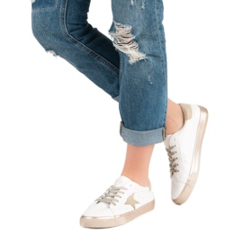 Stilvolle niedrige Sneakers weiß gelb 2