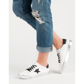 Stilvolle niedrige Sneakers weiß schwarz grau 2