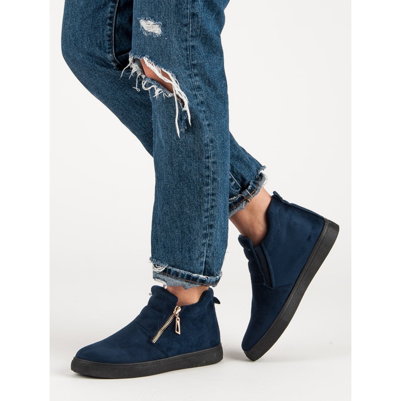 Slip-On-Sneakers aus Wildleder navy blau 1