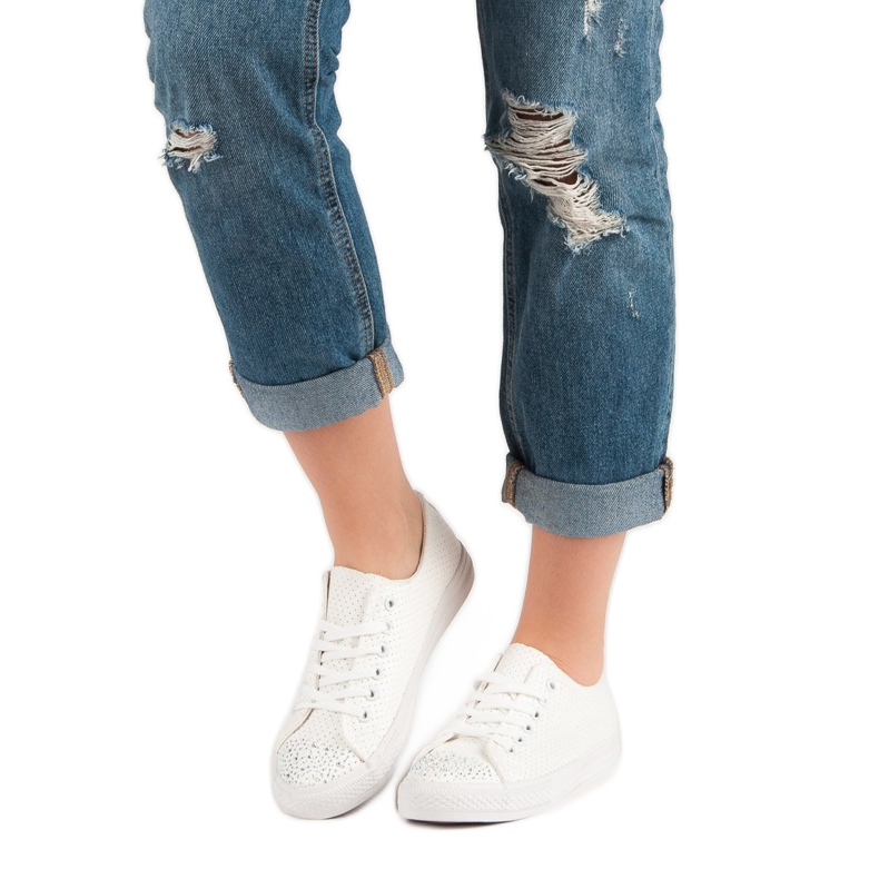 Sport Weiße Sneaker mit Kristallen 2