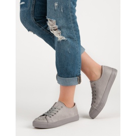 Sport Graue Sneakers mit Kristallen 2