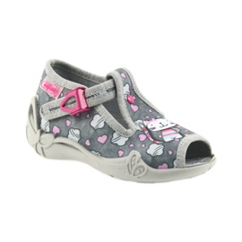 Befado Hausschuhe Kinderschuhe 213P107 grau rosa 1