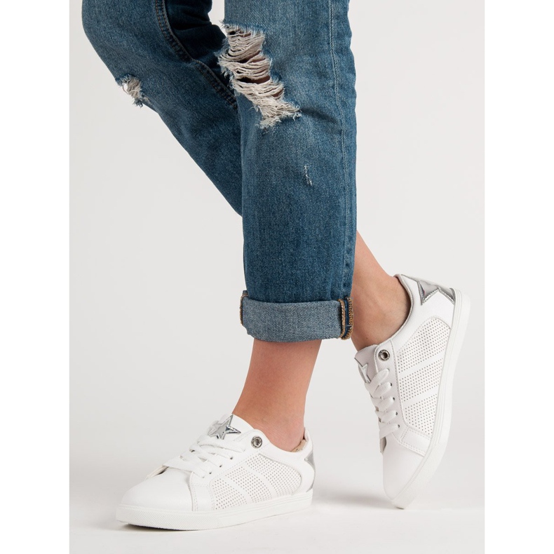 Niedrige Sportschuhe weiß grau 2