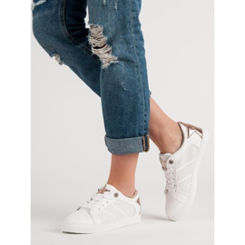 Niedrige Sportschuhe weiß gelb 1