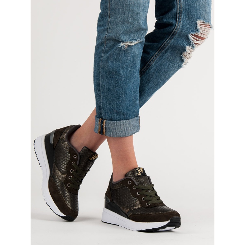 Kylie Modische Schuhe mit Muster grün 1