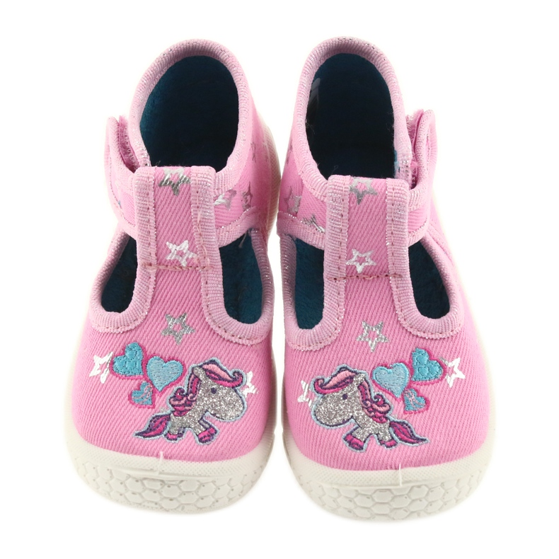 Befado Kinderschuhe 531P009 Hausschuhe grau rosa 4
