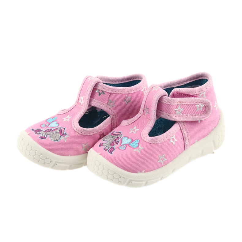 Befado Kinderschuhe 531P009 Hausschuhe grau rosa 2