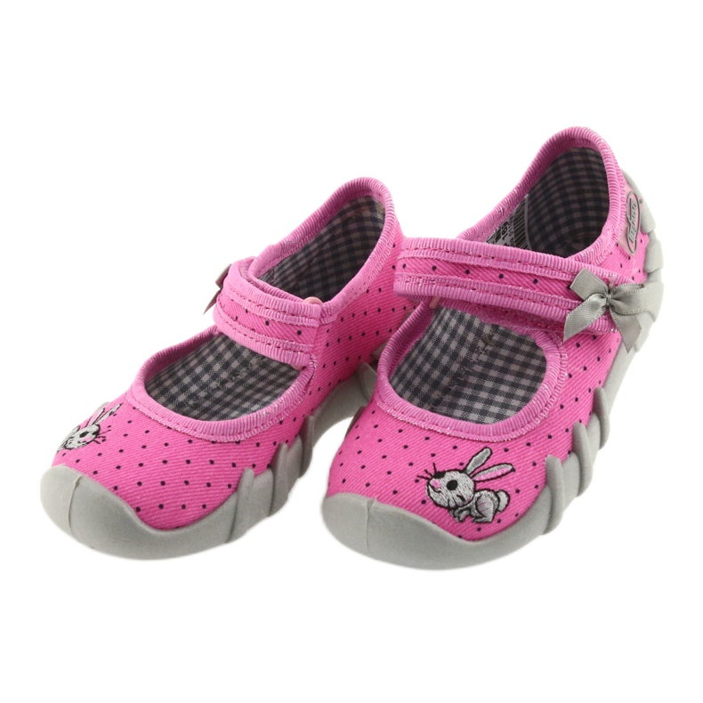 Befado Kinderschuhe Ballerinas Hausschuhe 109P169 schwarz grau rosa 2