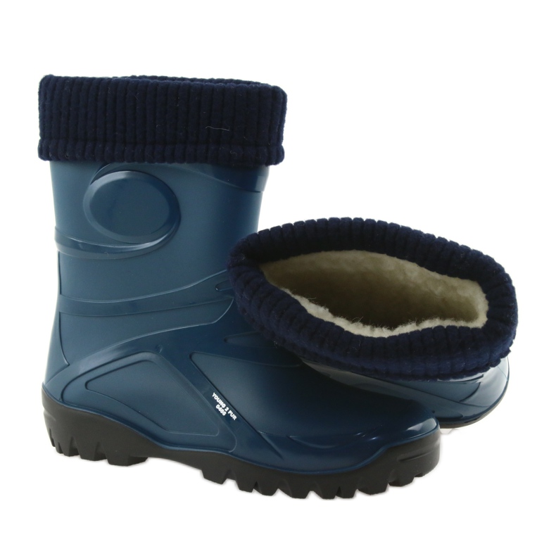 Demar Regenstiefel Damenschuhe warme Socke navy blau 3