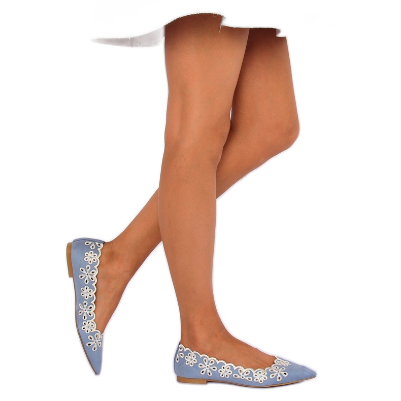 LT99P Blaue durchbrochene Ballerinas 1