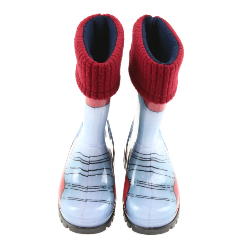 Demar Kinderstiefel, Gummistiefel mit Socke blau grau rot 3