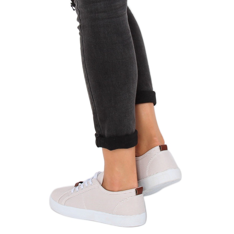 Beige gestreifte Sneaker JX70P Beige 2