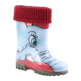 Demar Kinderstiefel, Gummistiefel mit Socke blau grau rot 1