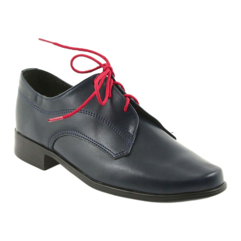 Miko Jungenschuhe Leder Marine Blue Einsatz blau 1