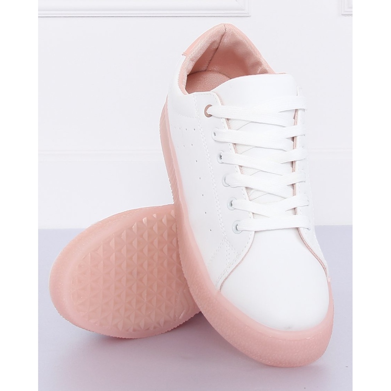 Sneakers auf einer hohen Sohle weiß und rosa LA38P Pink 2