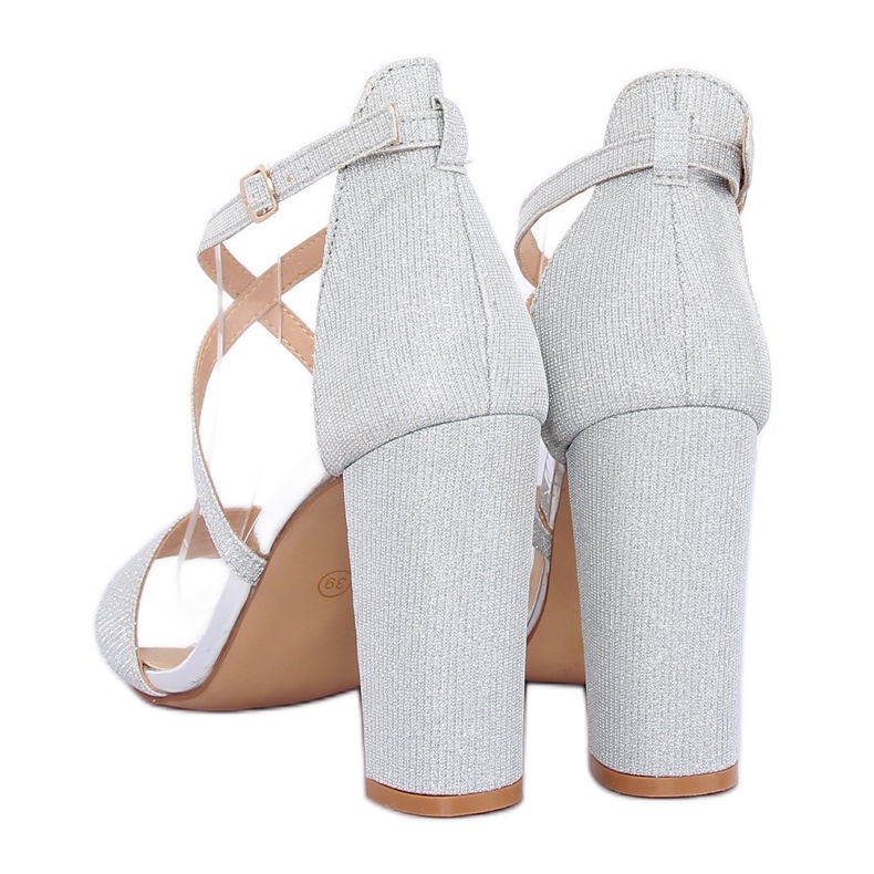 Silberne Sandalen am Pfosten NC791 Silver grau 1