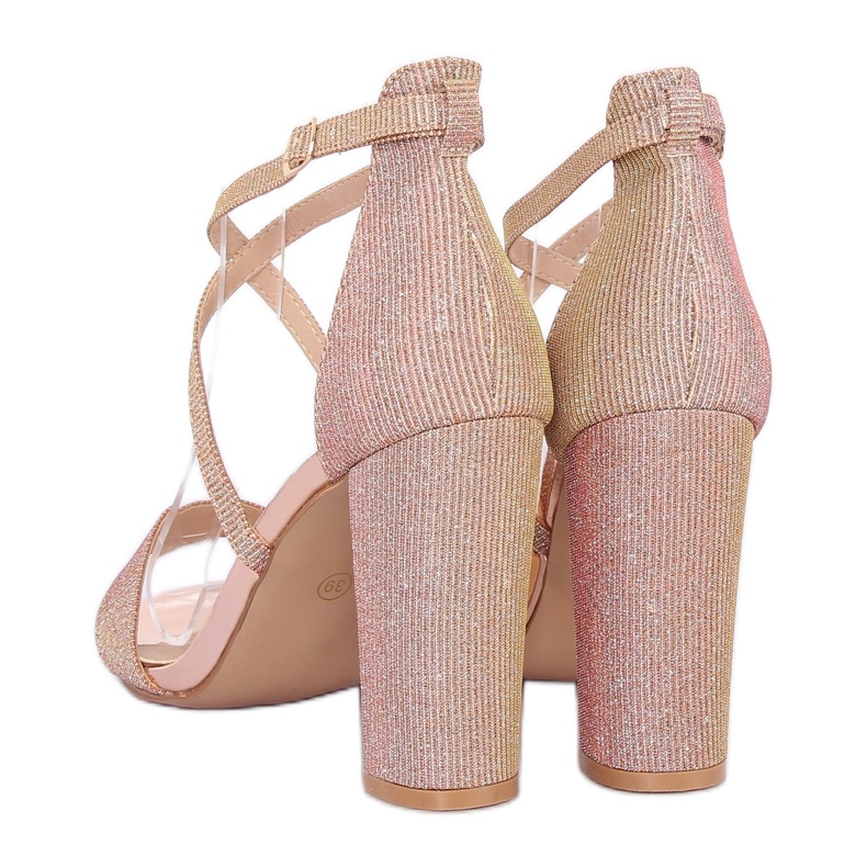 Sandalen auf dem rosa Pfosten NC791 Champagner 1