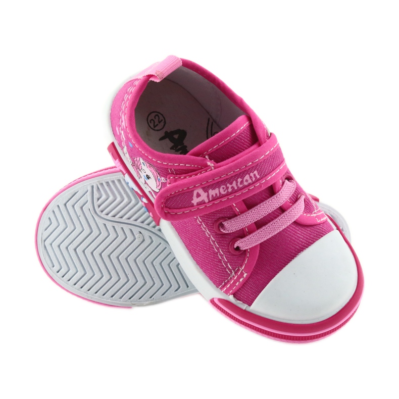 American Club rosa Kinder-Sneaker mit Klettverschluss 28/19 2