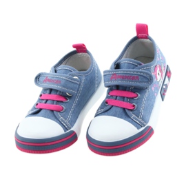American Club blaue Kindersneaker mit Klettverschluss 28/19 rosa 4