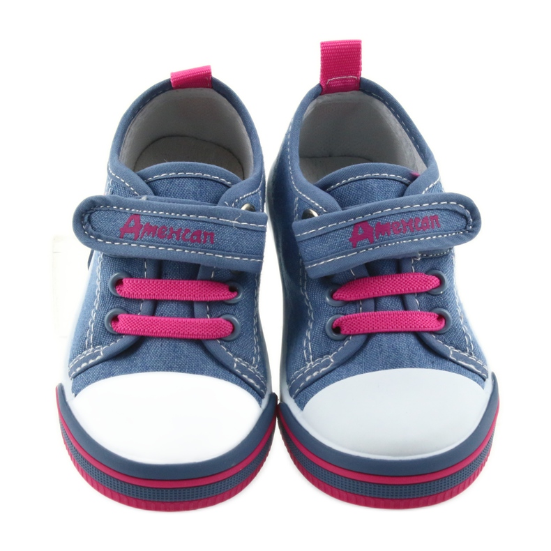 American Club blaue Kindersneaker mit Klettverschluss 28/19 rosa 3