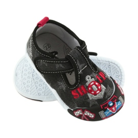 American Club schwarze Kindersneaker mit Klettverschluss 26/19 grau rot 2