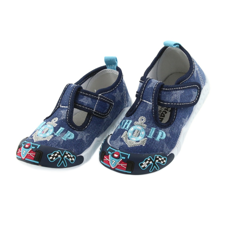 American Club marineblaue Kindersneaker mit Klettverschluss 26/19 navy blau 4