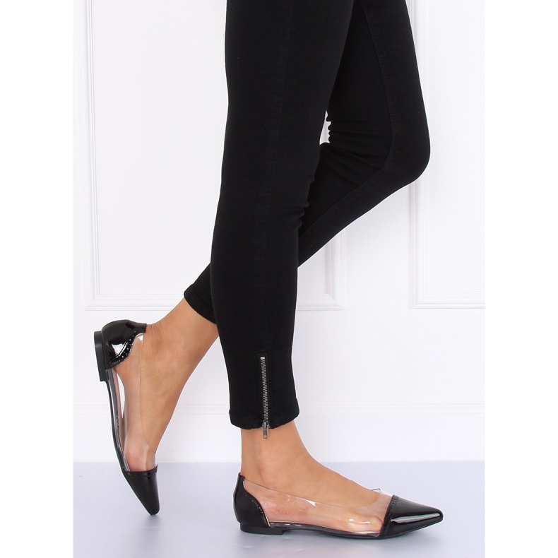 Schwarze transparente Ballerinas N18-292 Schwarz 1