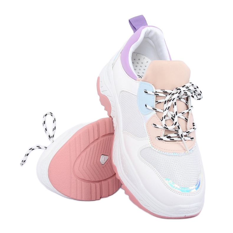 Weiß-violette Sportschuhe B0-63 WEISS / LILA 1