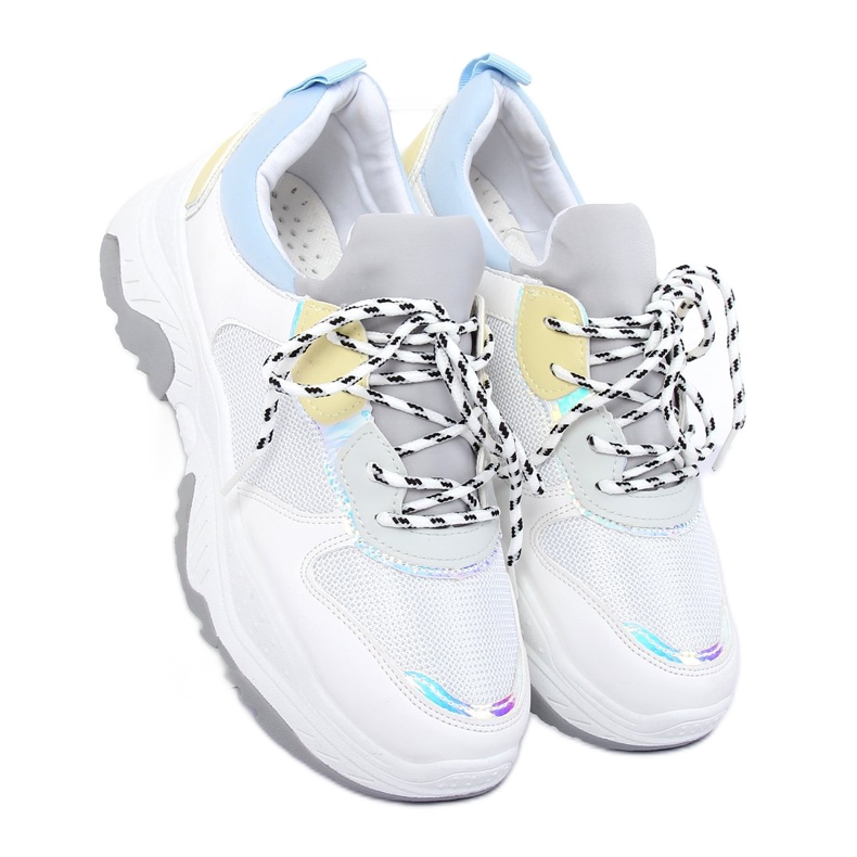 Weiß-blaue Sportschuhe B0-63 WEISS / BLAU 1