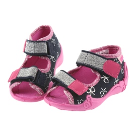 Befado Hausschuhe Kinderschuhe 242P089 marineblau rosa grau 4