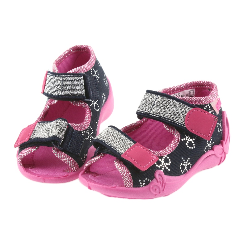 Befado Hausschuhe Kinderschuhe 242P089 marineblau rosa grau 4