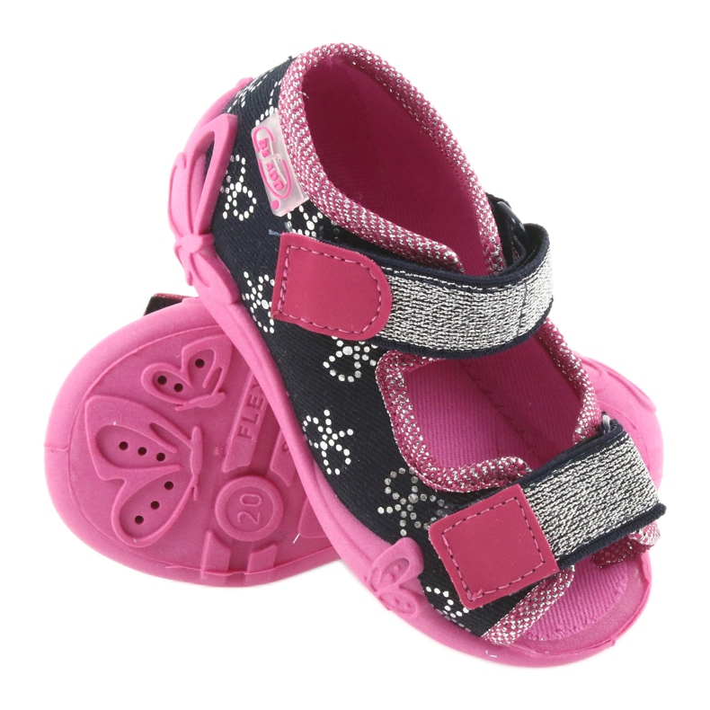 Befado Hausschuhe Kinderschuhe 242P089 marineblau rosa grau 3