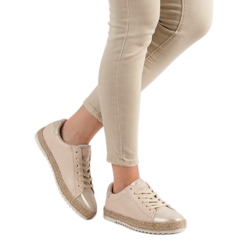 Gebundene Espadrilles braun gelb 2