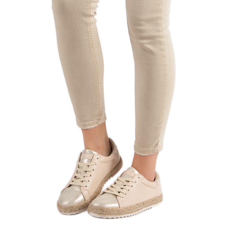 Gebundene Espadrilles braun gelb 1