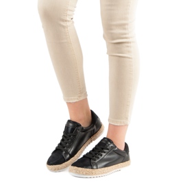 Gebundene Espadrilles schwarz 1