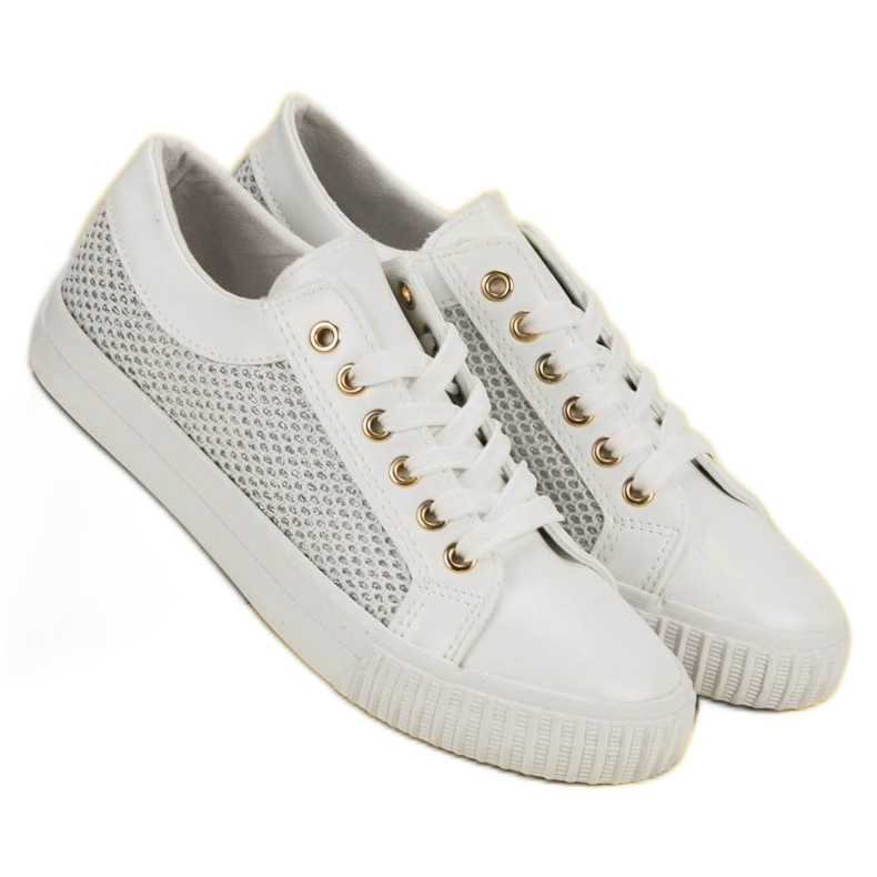 Niedrige Sneakers mit Mesh weiß 1