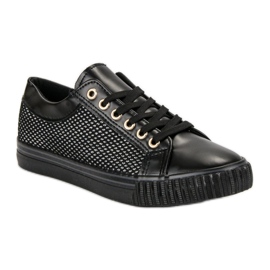 Niedrige Sneakers mit Mesh schwarz 1