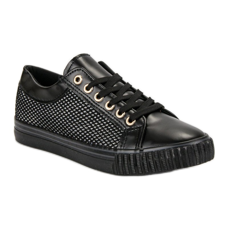 Niedrige Sneakers mit Mesh schwarz 1
