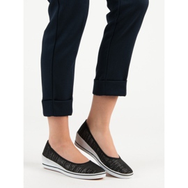 Comer Schwarze Ballerina auf Keil 1