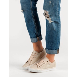 Niedrige Sneakers mit Mesh braun 2