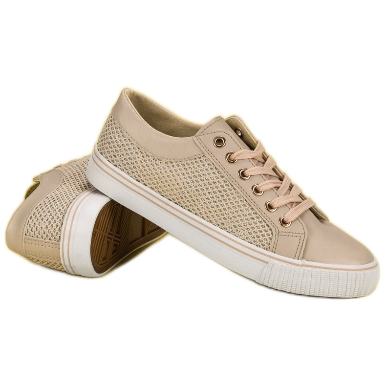 Niedrige Sneakers mit Mesh braun 1