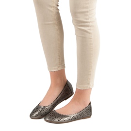 VINCEZA durchbrochene Ballerinas grau 2