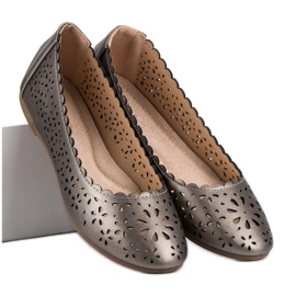 VINCEZA durchbrochene Ballerinas grau 1